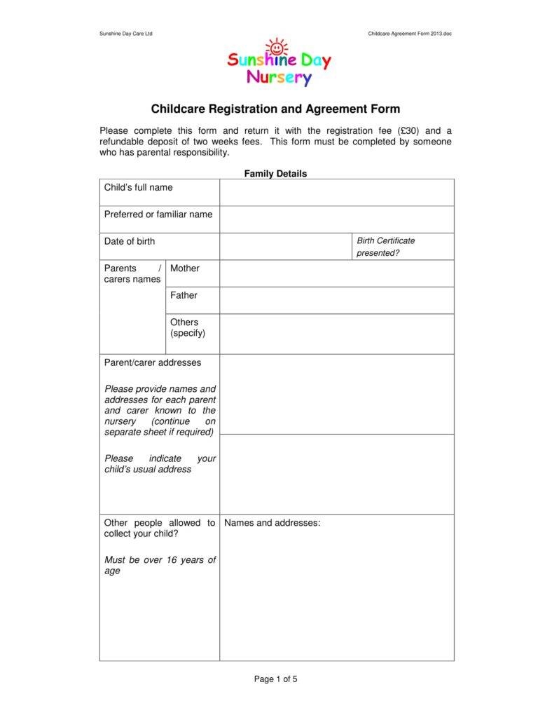 10 Daycare Application Form Templates PDF DOC Format Download 10 Daycare Application Form Templates PDF DOC Format Download