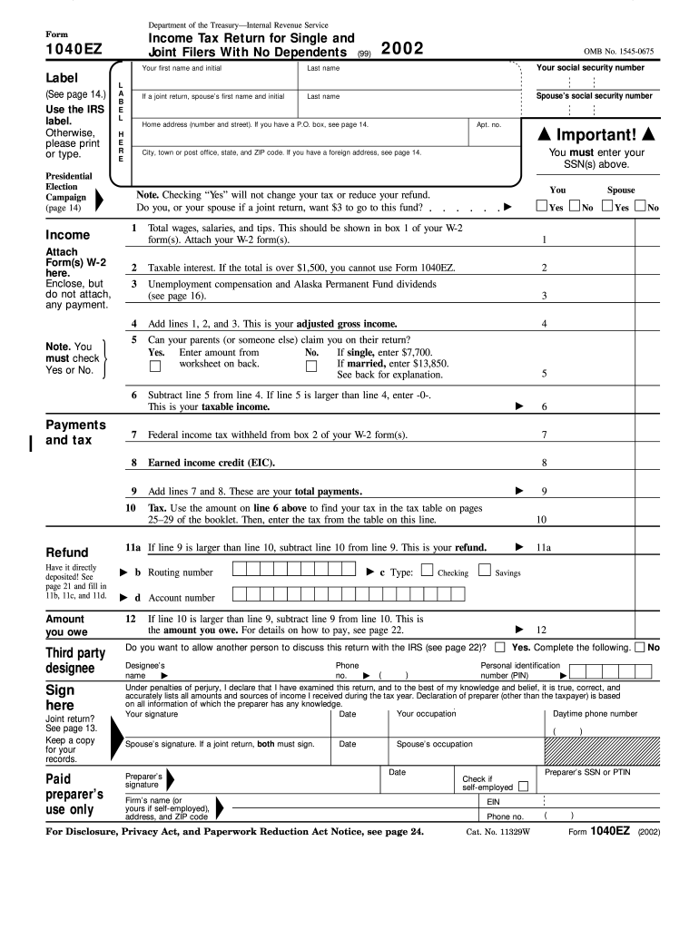 1040ez Fill Out Sign Online DocHub