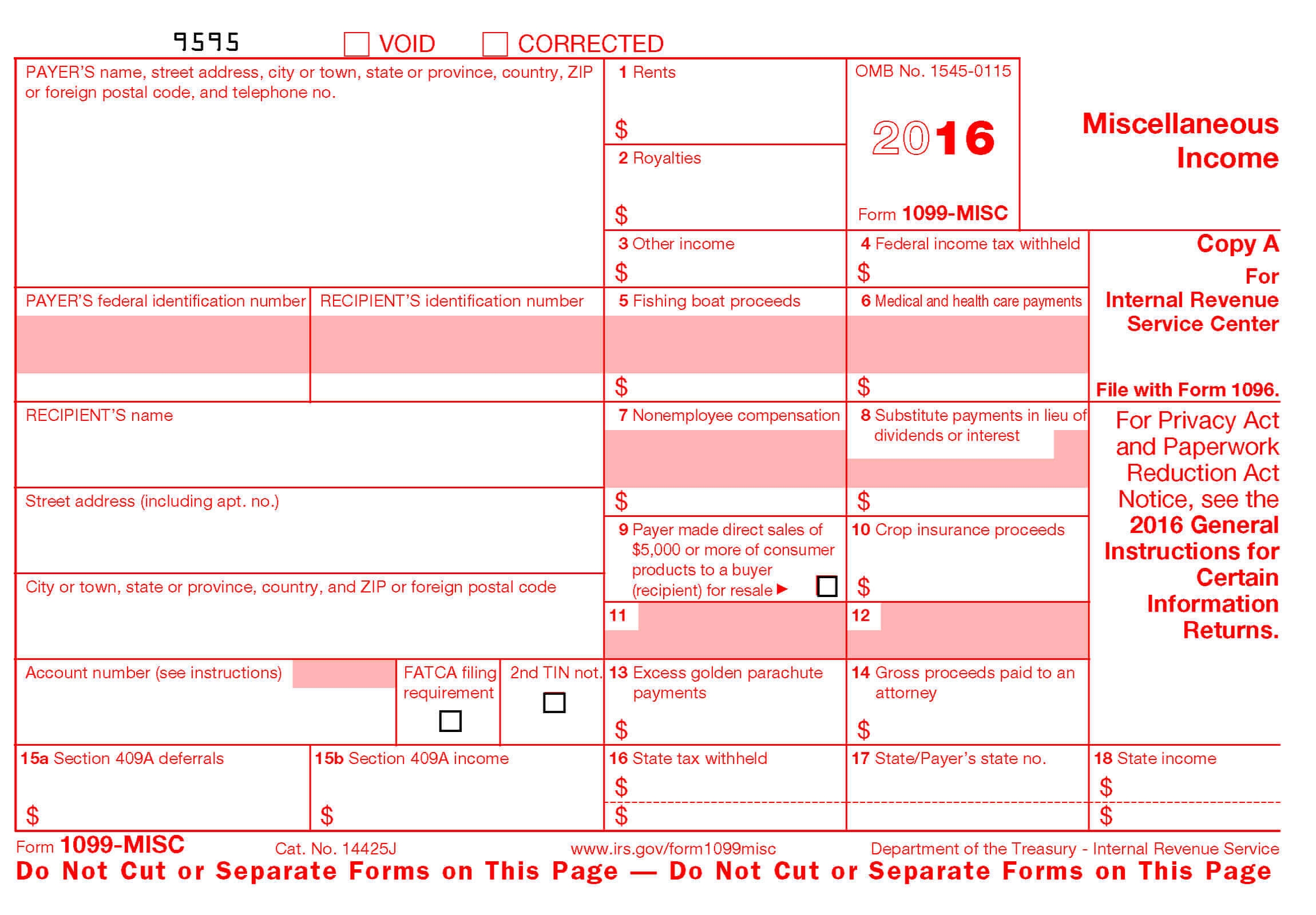1099 MISC TAX FORM 2016 Generator MISC Form 2016 Template Stubcheck