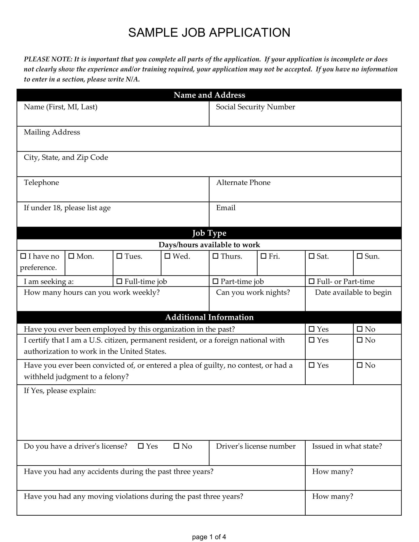 13 Job Application Form Examples