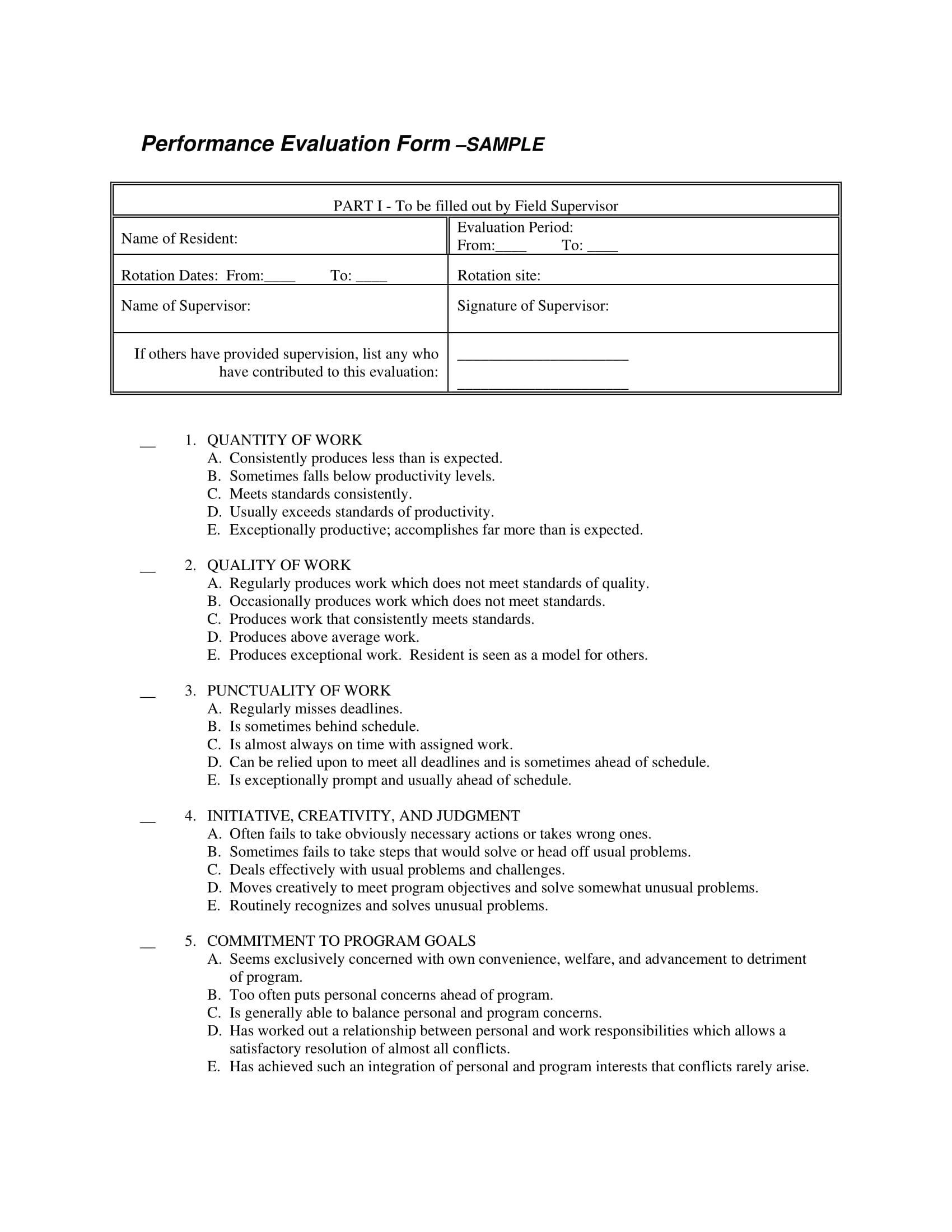 13 Performance Review Form Examples 13 Performance Review Form Examples