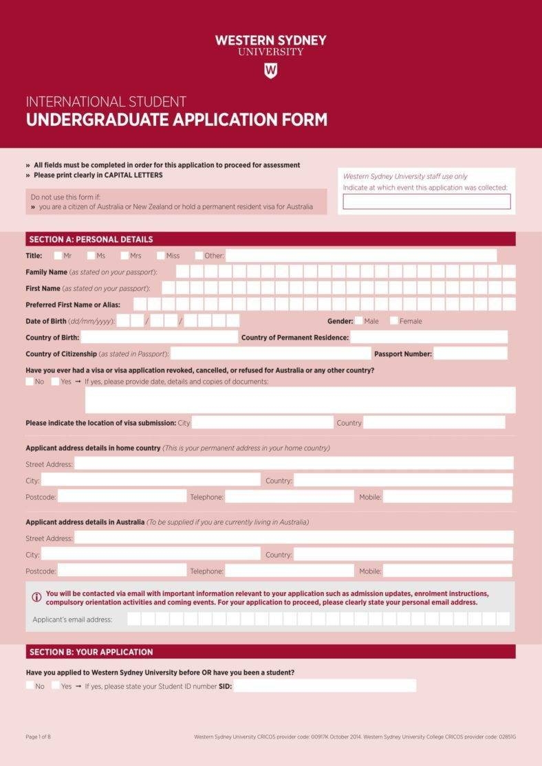 college application form