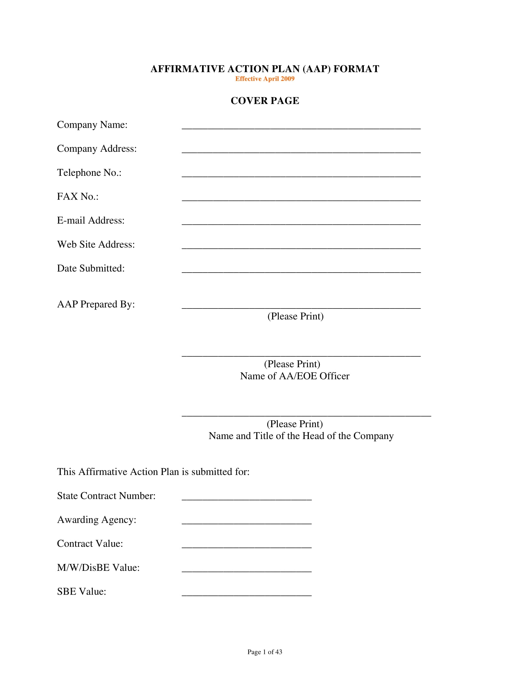 affirmative action form