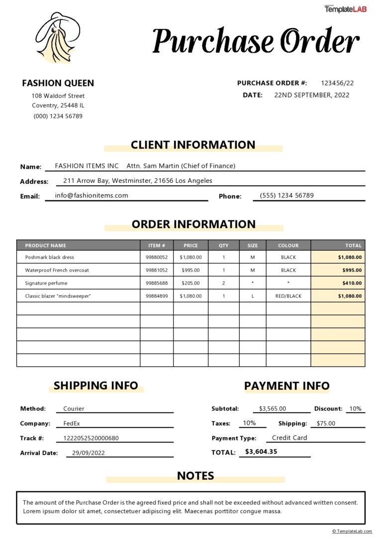 18 Free Purchase Order Templates in Word Excel PDF 