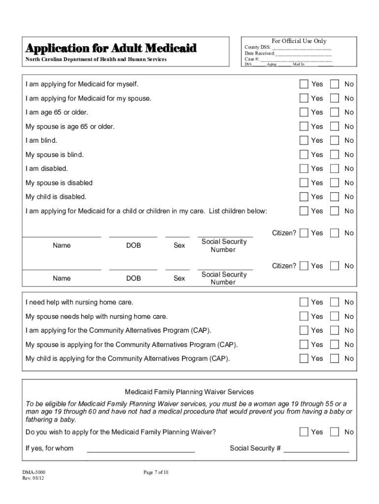 2012 2025 Form NC DMA 5000 Fill Online Printable Fillable Blank PdfFiller