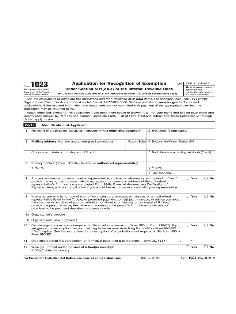 irs 501c3 application form 1023 printable