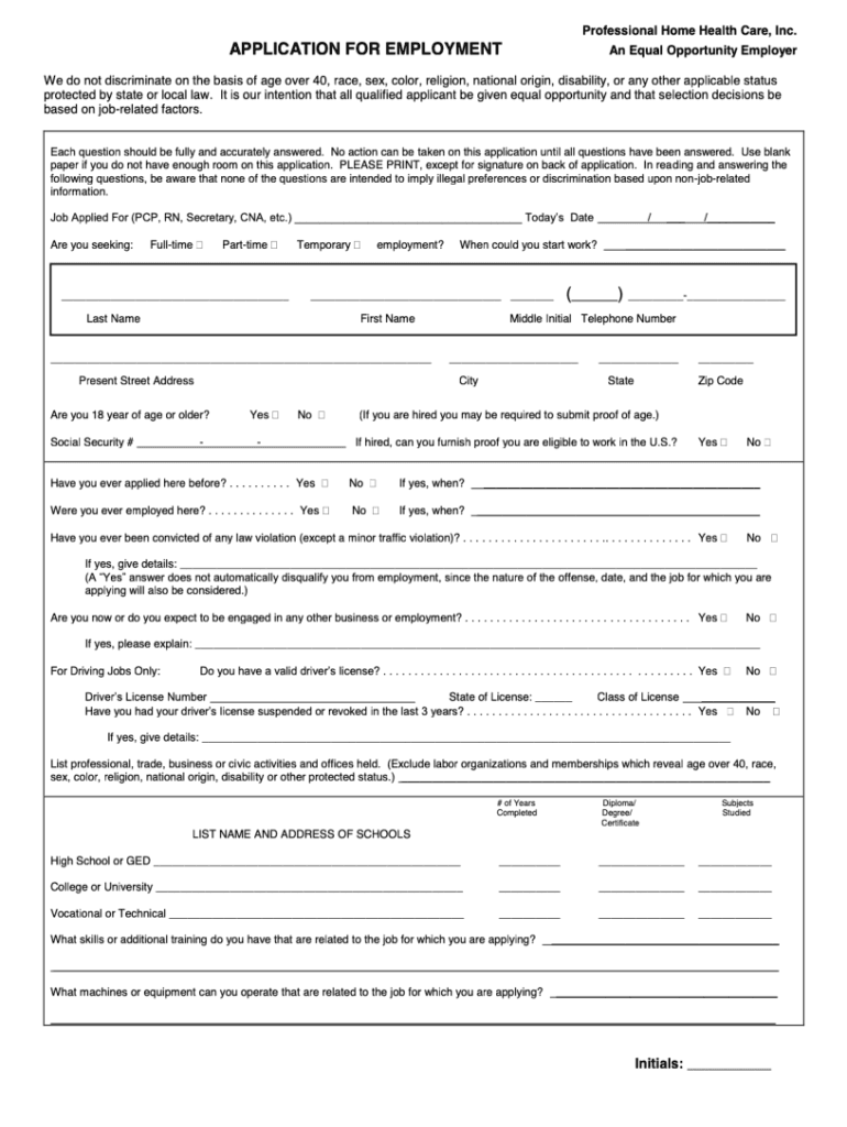 2017 2025 Form CO Professional Home Health Care Application For Employment Fill Online Printable Fillable Blank PdfFiller