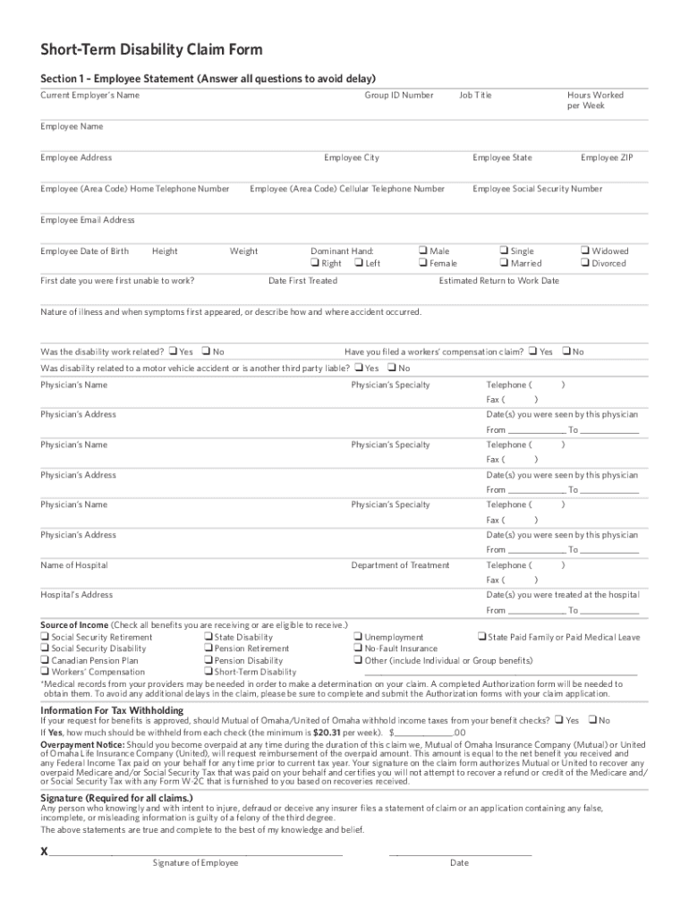 disability claim form disability claim form