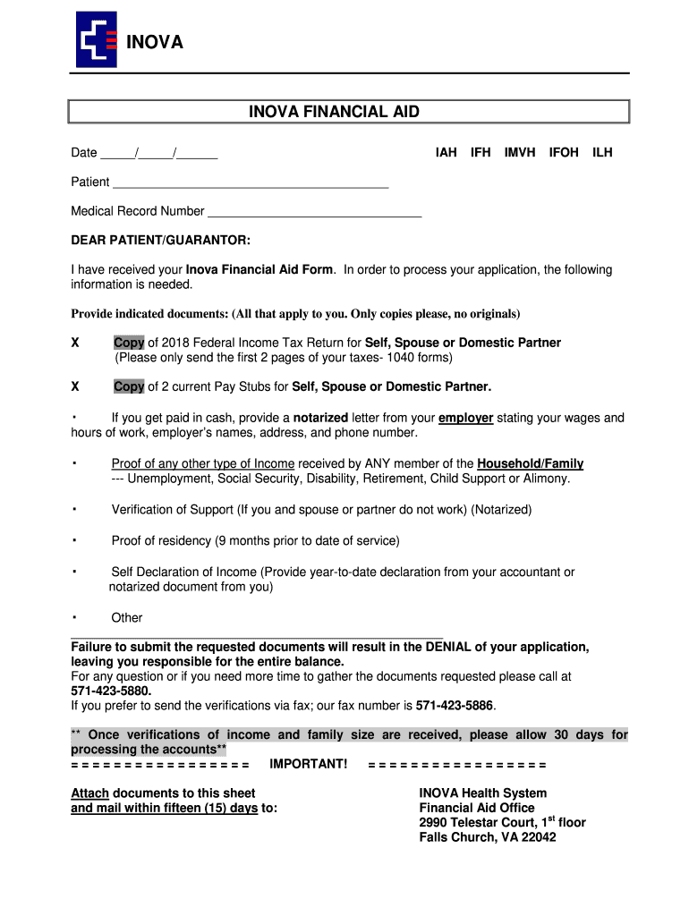 2019 2025 Inova Financial Aid Form Fill Online Printable Fillable Blank PdfFiller