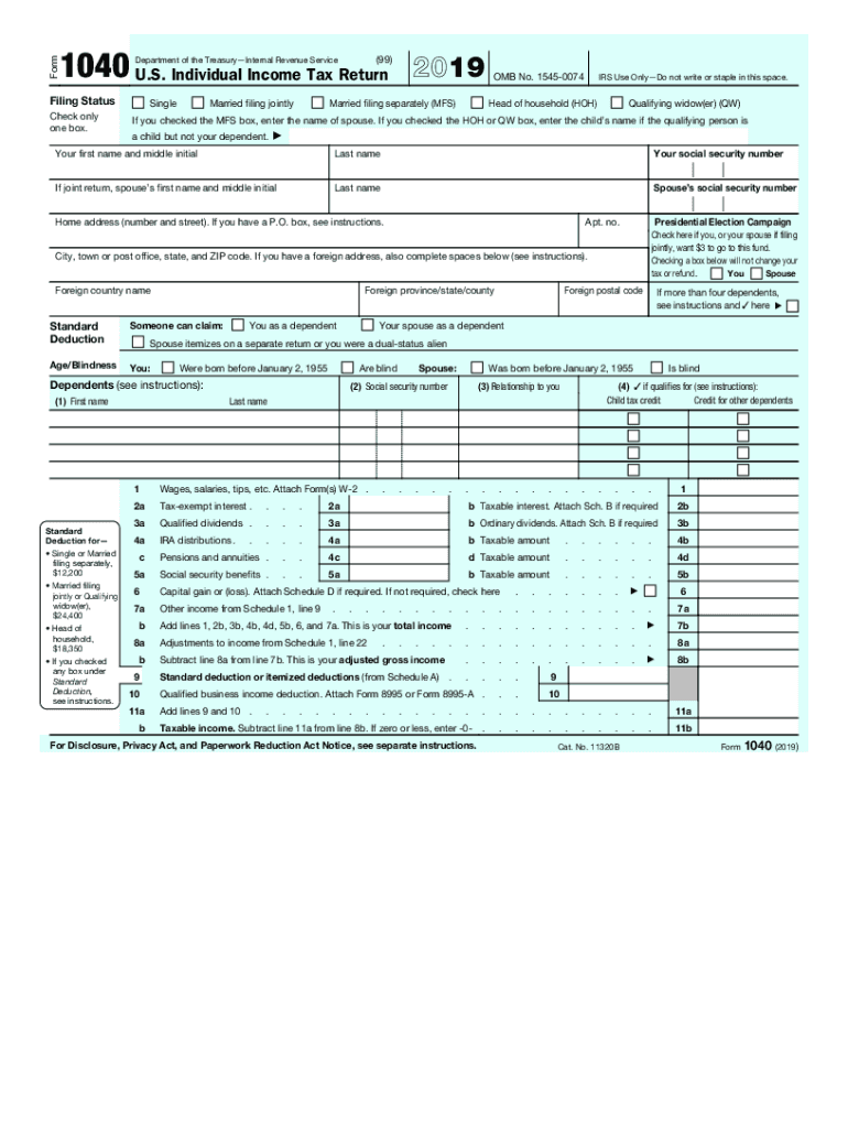 2019 Form 1040 Fill Out Sign Online DocHub