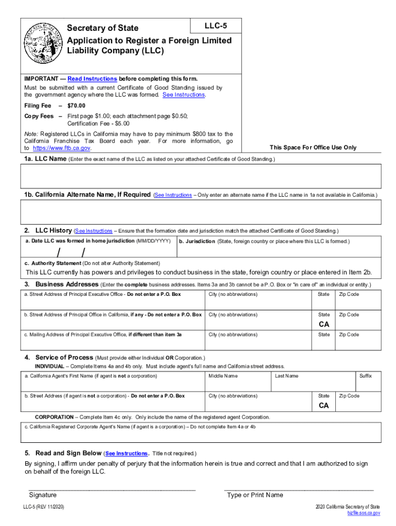 2020 2025 Form CA LLC 5 Fill Online Printable Fillable Blank PdfFiller
