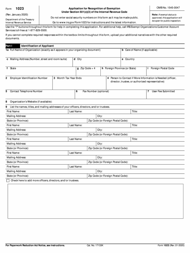 2020 2025 Form IRS 1023 Fill Online Printable Fillable Blank PdfFiller