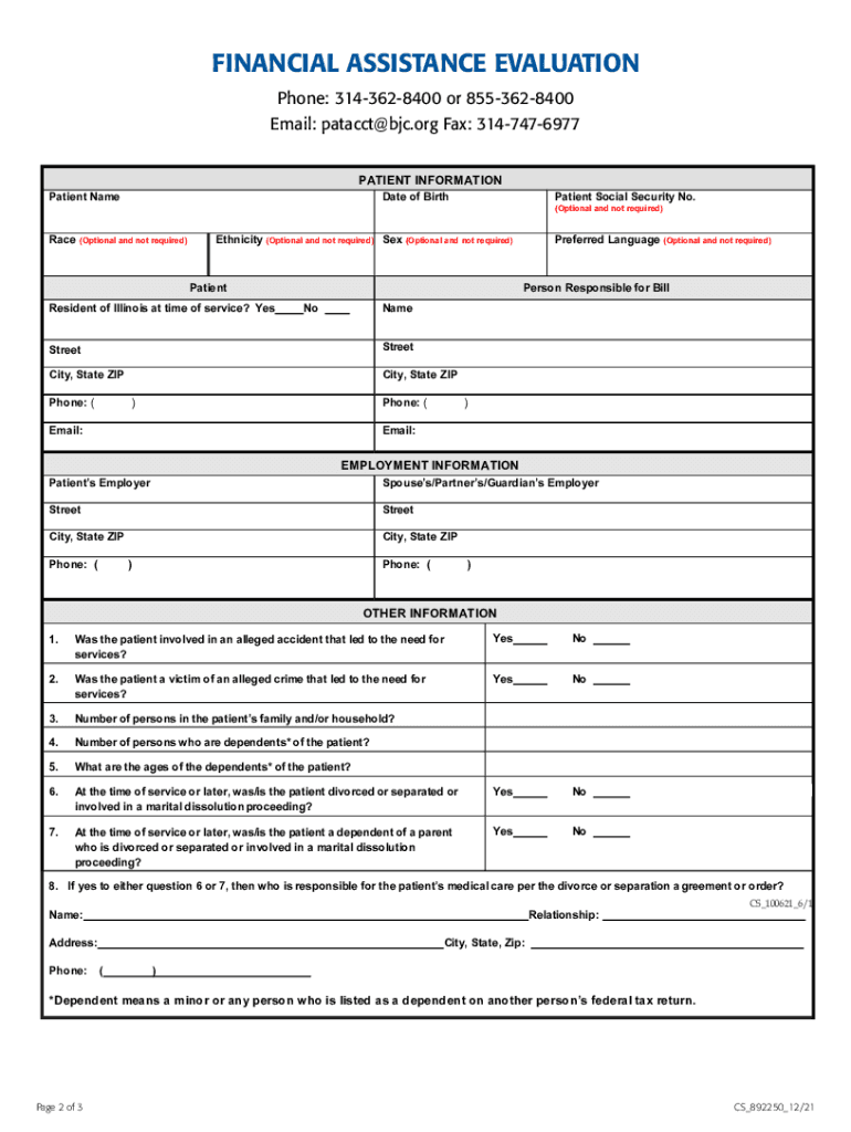 financial evaluation form