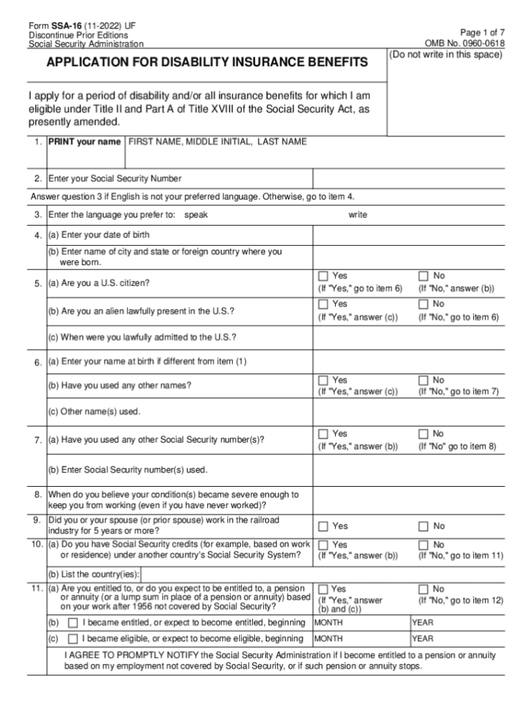 2022 2025 Form SSA 16 BK Fill Online Printable Fillable Blank PdfFiller