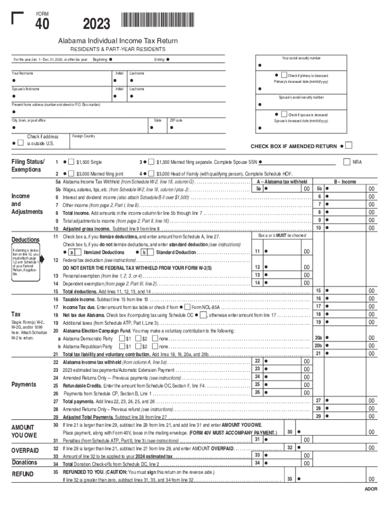 2023 2025 Form AL ADoR 40 Fill Online Printable Fillable Blank PdfFiller