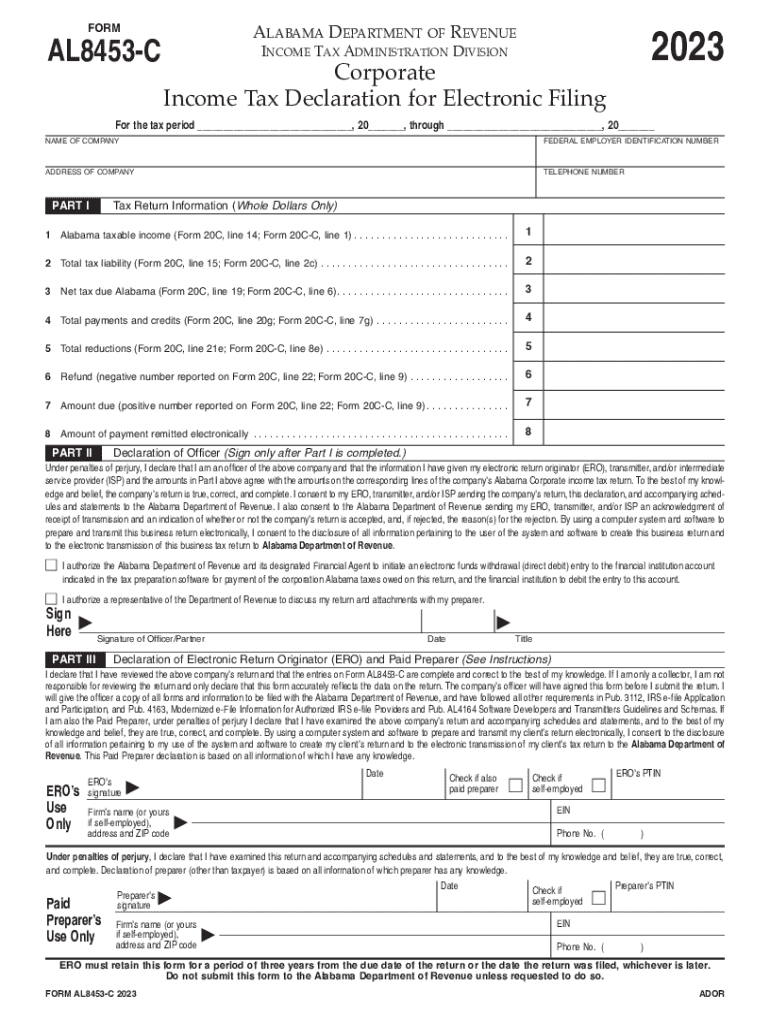 2023 2025 Form AL DoR AL8453 C Fill Online Printable Fillable Blank PdfFiller