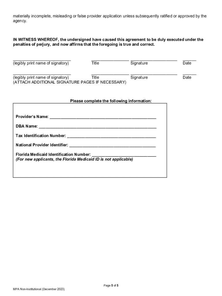 2023 2025 Form FL Non Institutional MPA Fill Online Printable Fillable Blank PdfFiller