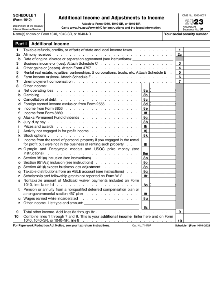 2023 Form 1040 Schedule 1 Fill Out Sign Online DocHub