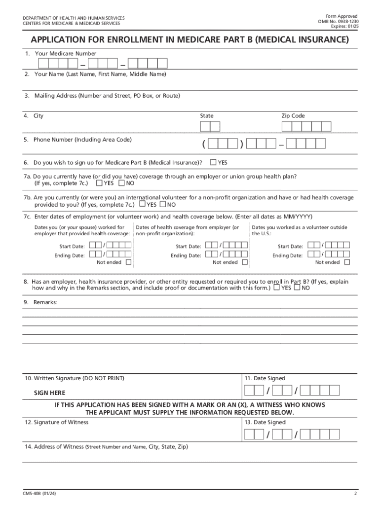 2024 Form CMS 40B Fill Online Printable Fillable Blank PdfFiller