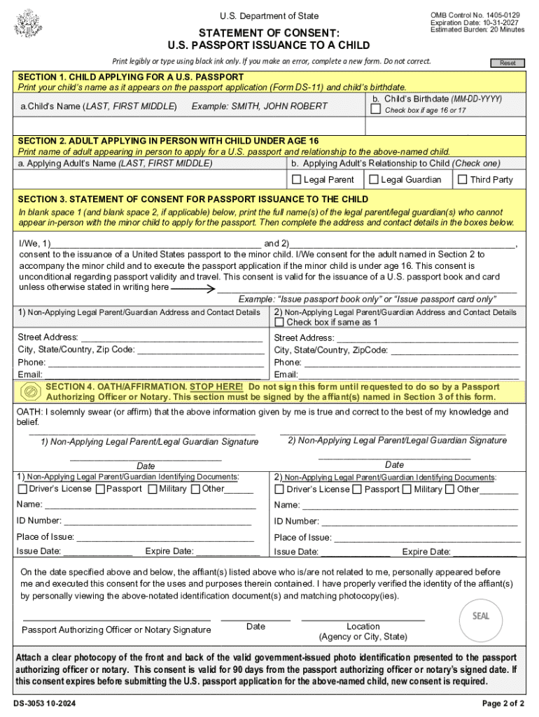 2024 Form DS 3053 Fill Online Printable Fillable Blank PdfFiller