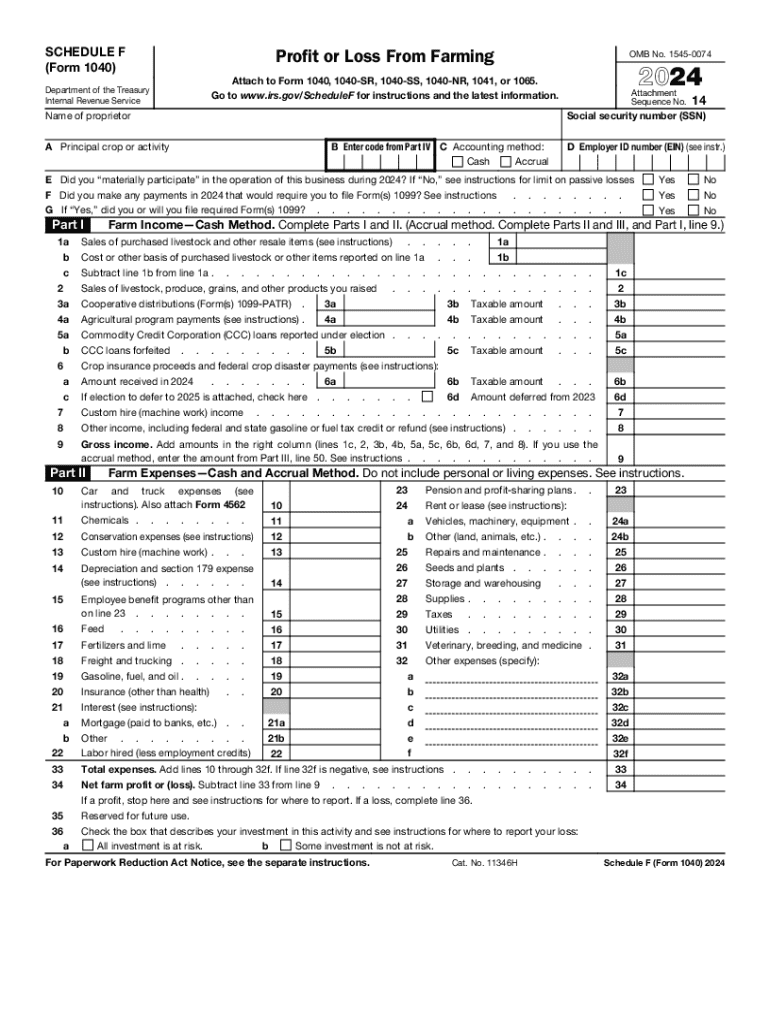 2024 Form IRS 1040 Schedule F Fill Online Printable Fillable Blank PdfFiller 2024 Form IRS 1040 Schedule F Fill Online Printable Fillable Blank PdfFiller