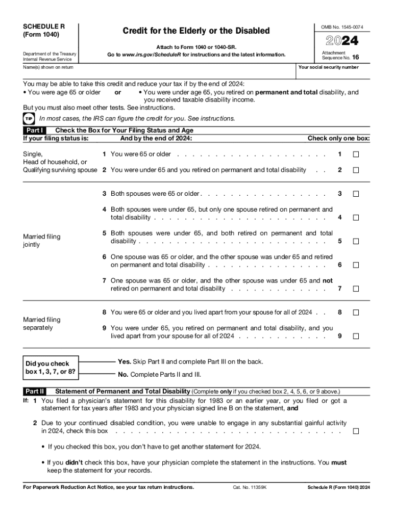 2024 Form IRS 1040 Schedule R Fill Online Printable Fillable Blank PdfFiller