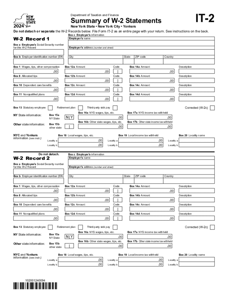 2024 Form NY DTF IT 2 Fill Online Printable Fillable Blank PdfFiller