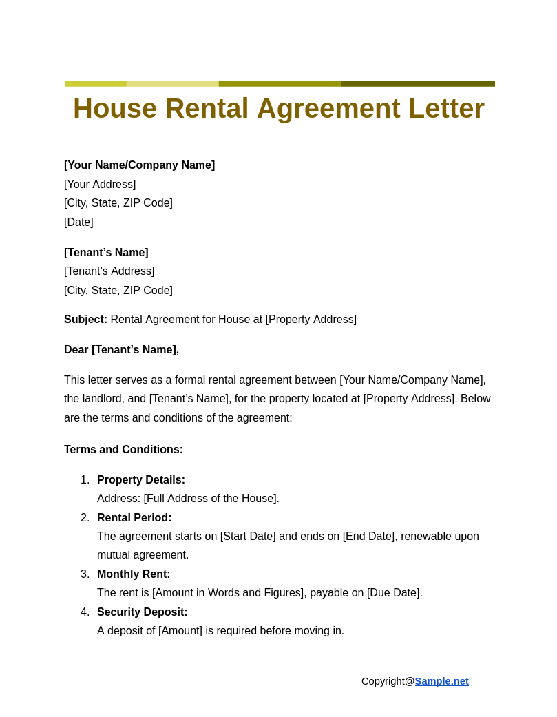 23 FREE Rental Agreement Letter Samples To Download 23 FREE Rental Agreement Letter Samples To Download