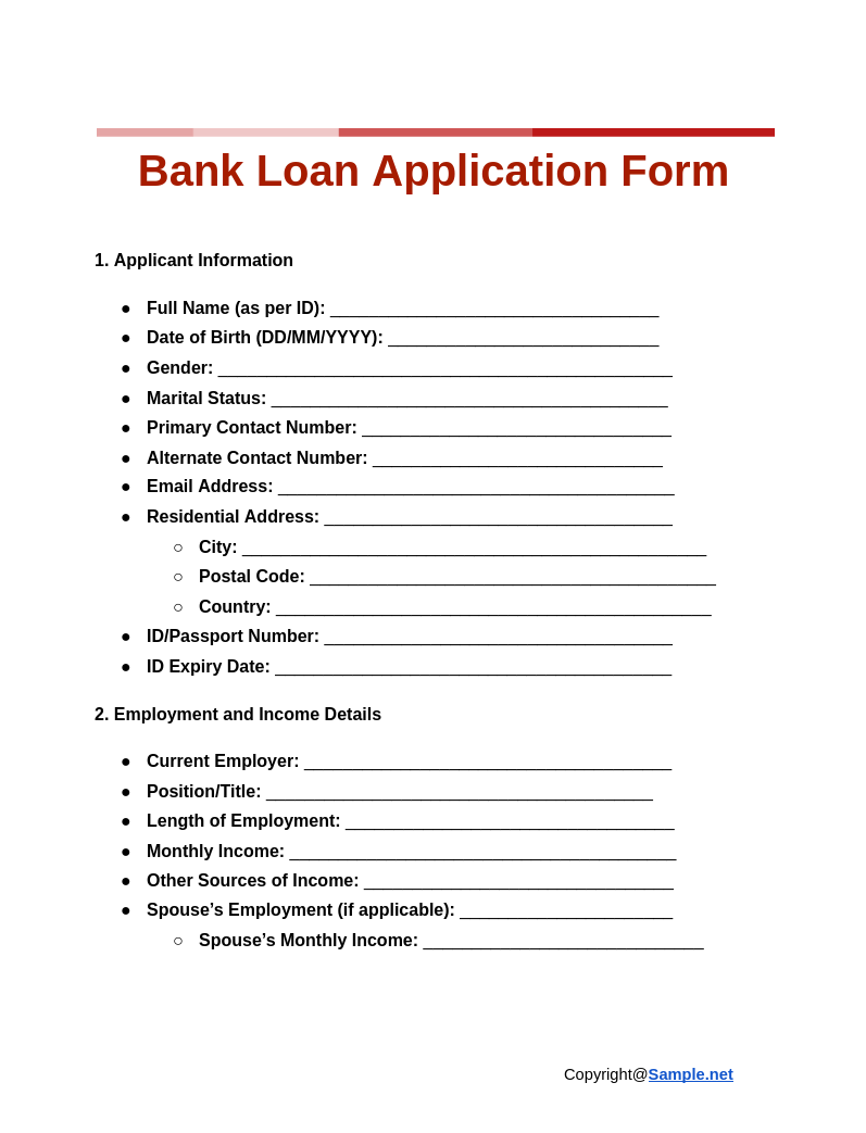 24 FREE Loan Application Form Samples To Download