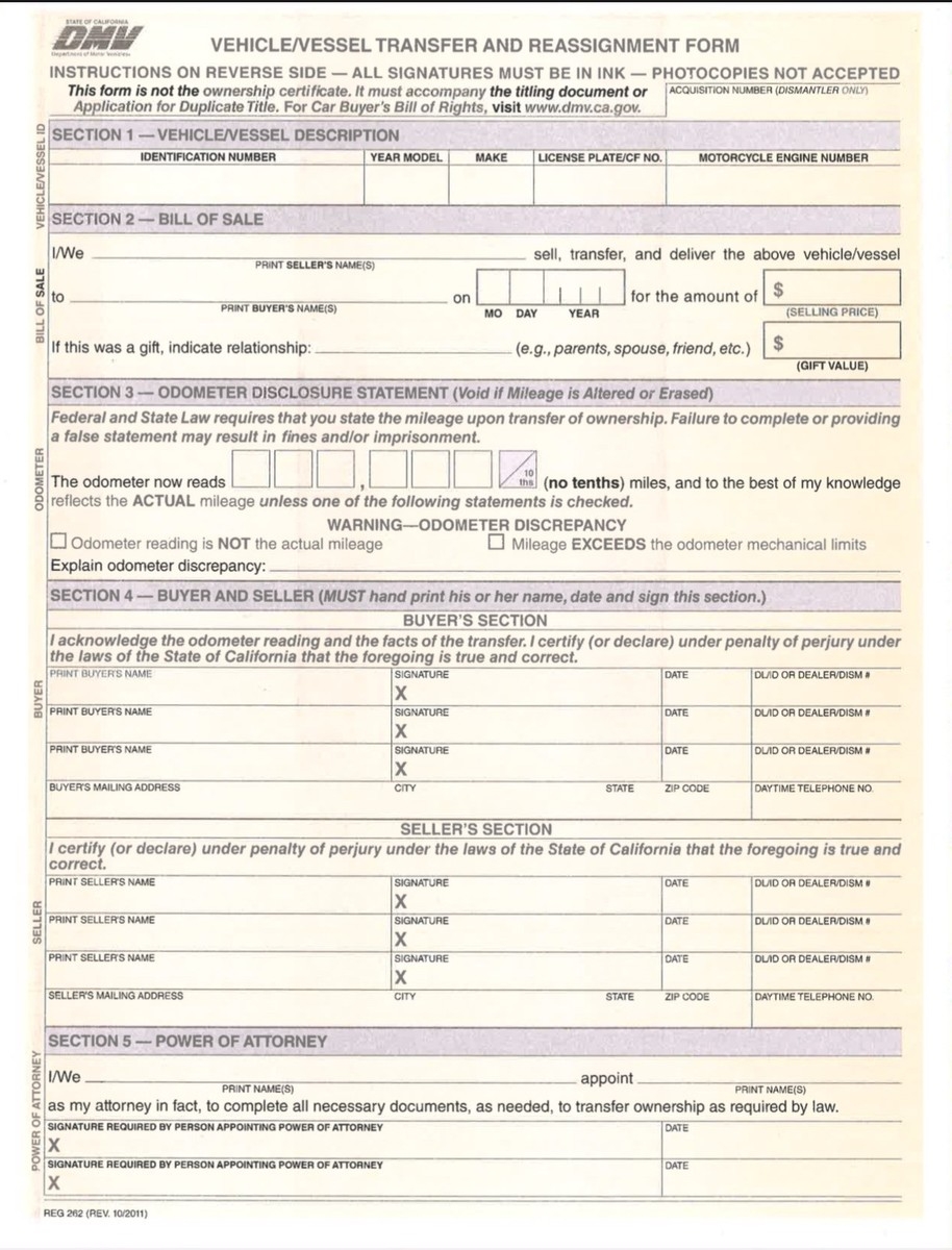 dmv bill of sale forms