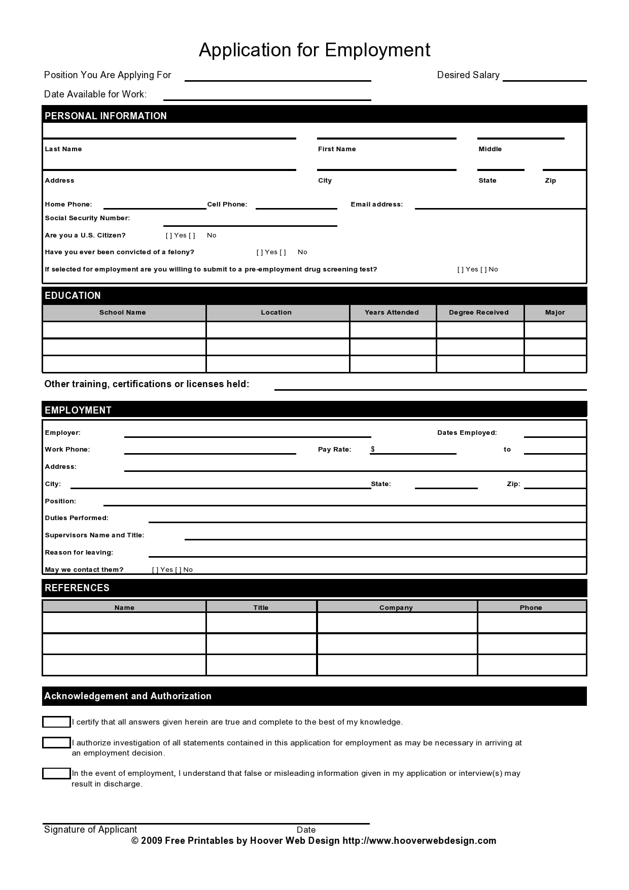 27 Basic Employment Application Templates Free 