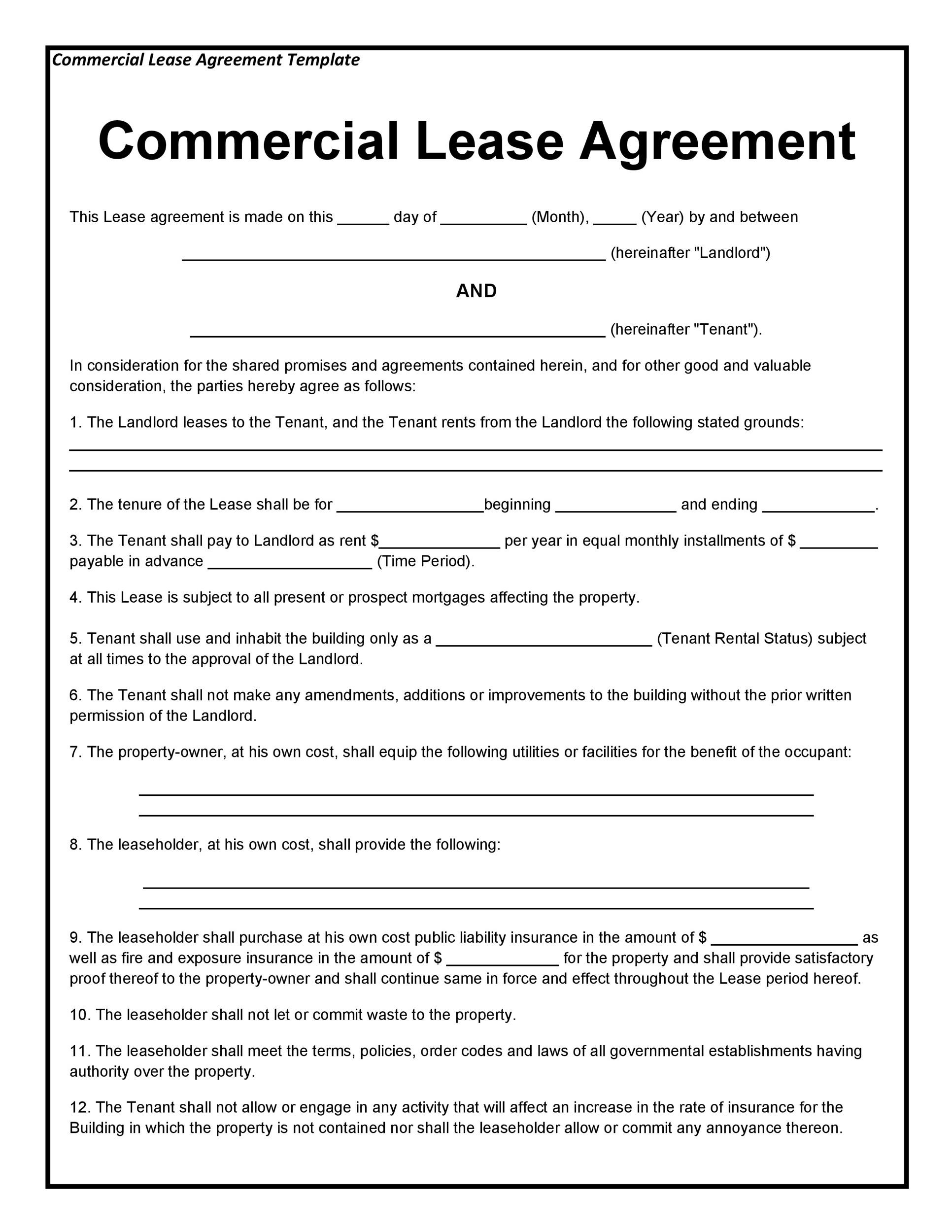27 Free Commercial Lease Agreement Templates TemplateLab 27 Free Commercial Lease Agreement Templates TemplateLab