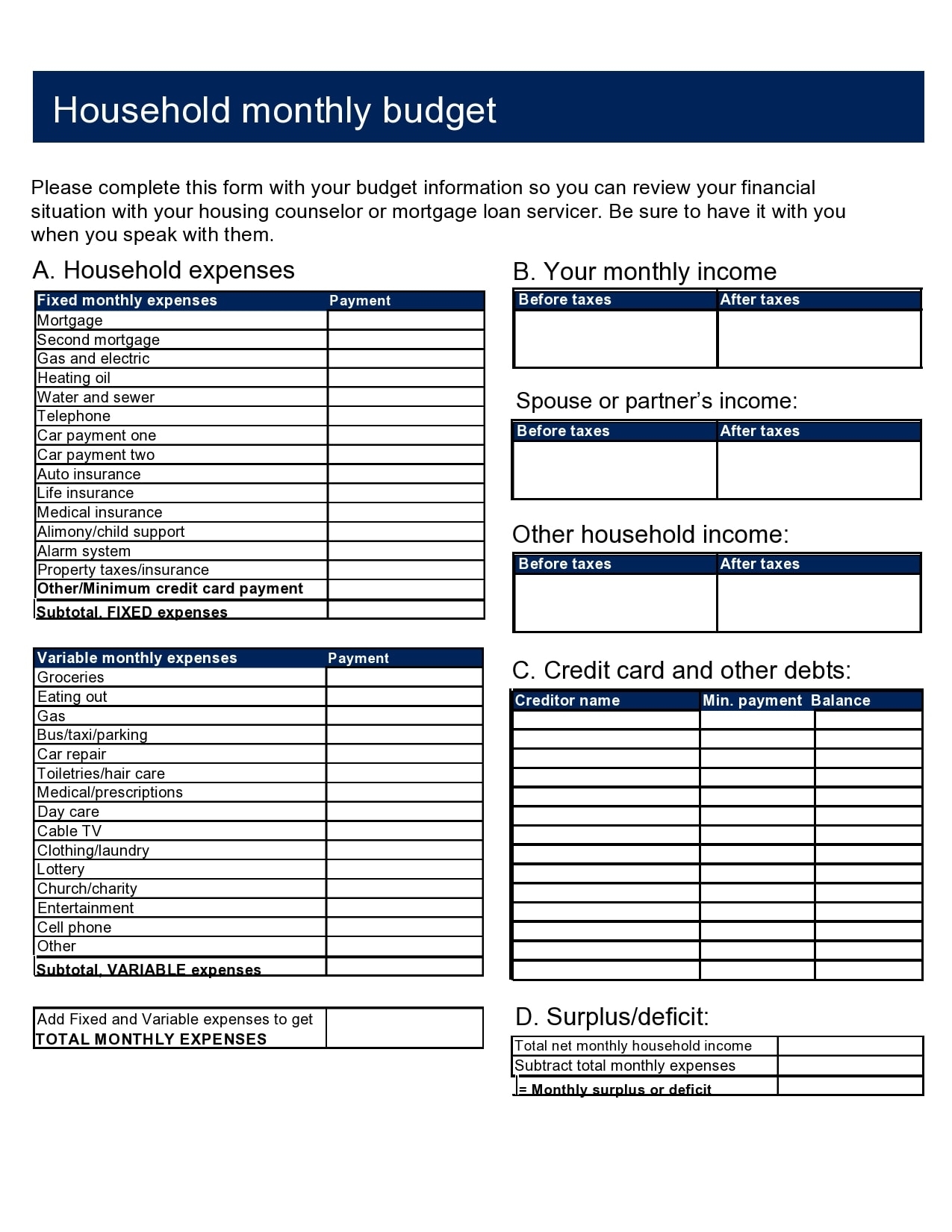 28 Best Household Budget Templates Family Budget Worksheets 