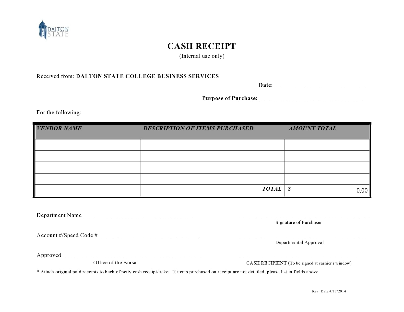 payment receipt form