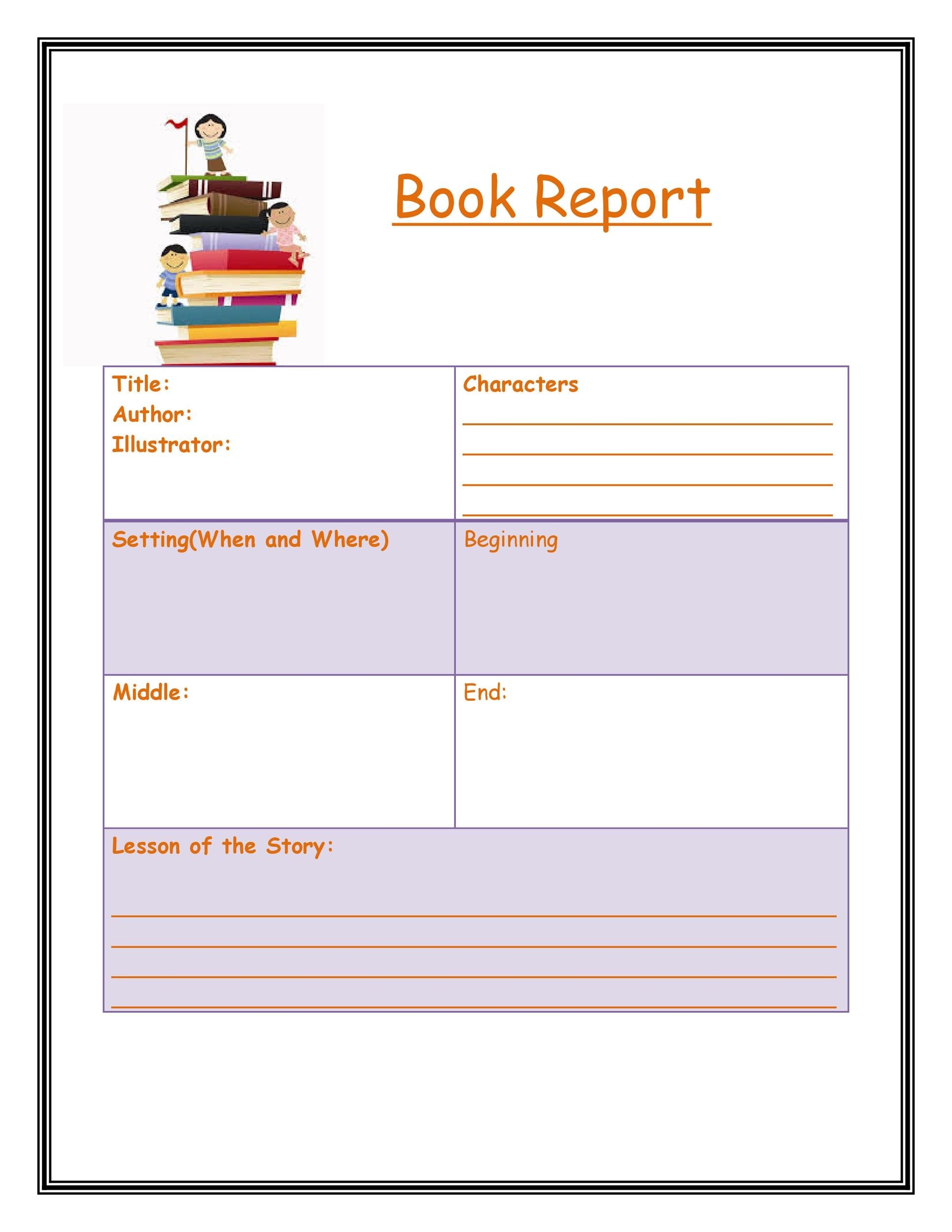 book report form book report form