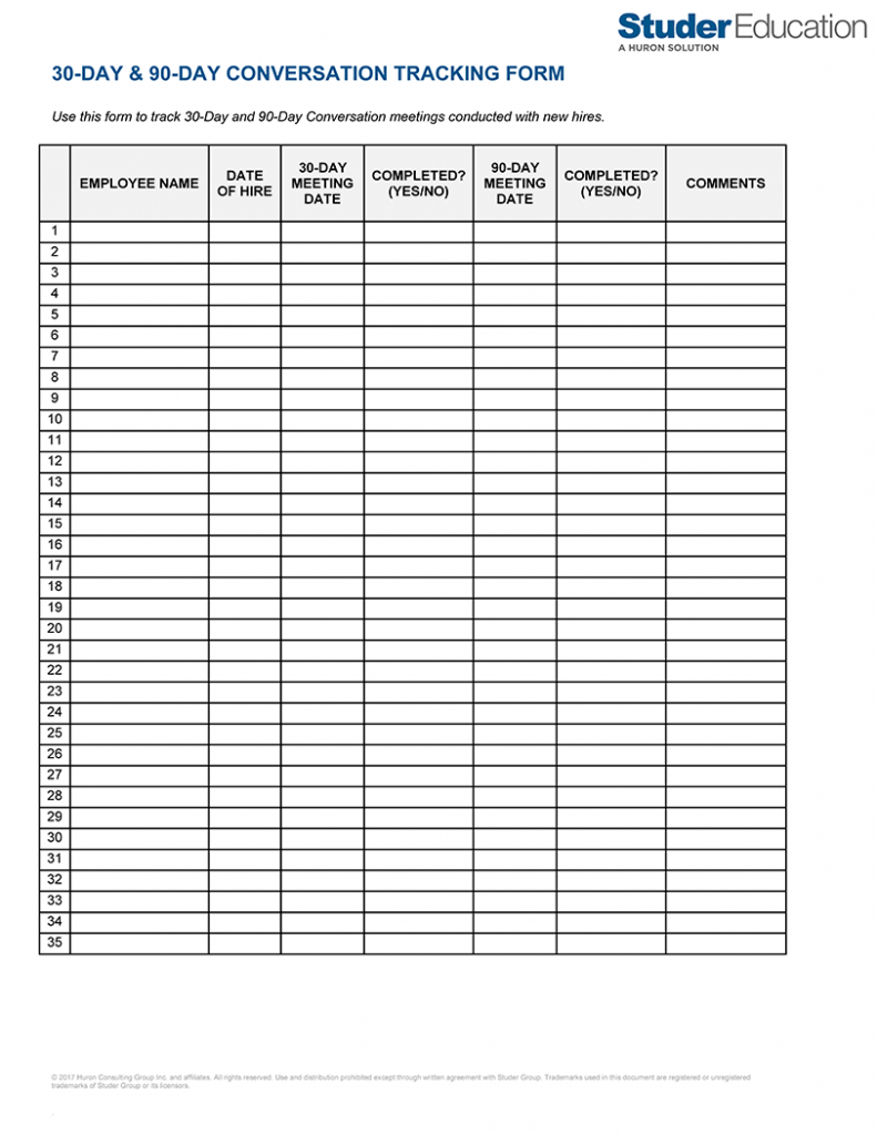30 Day And 90 Day Conversations Tracking Form 9P Online