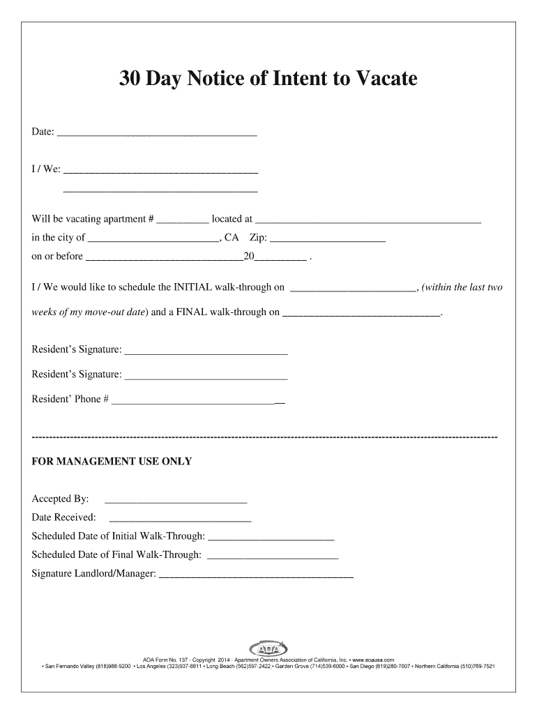 30 Day Notice To Landlord Template Fill Out Sign Online DocHub