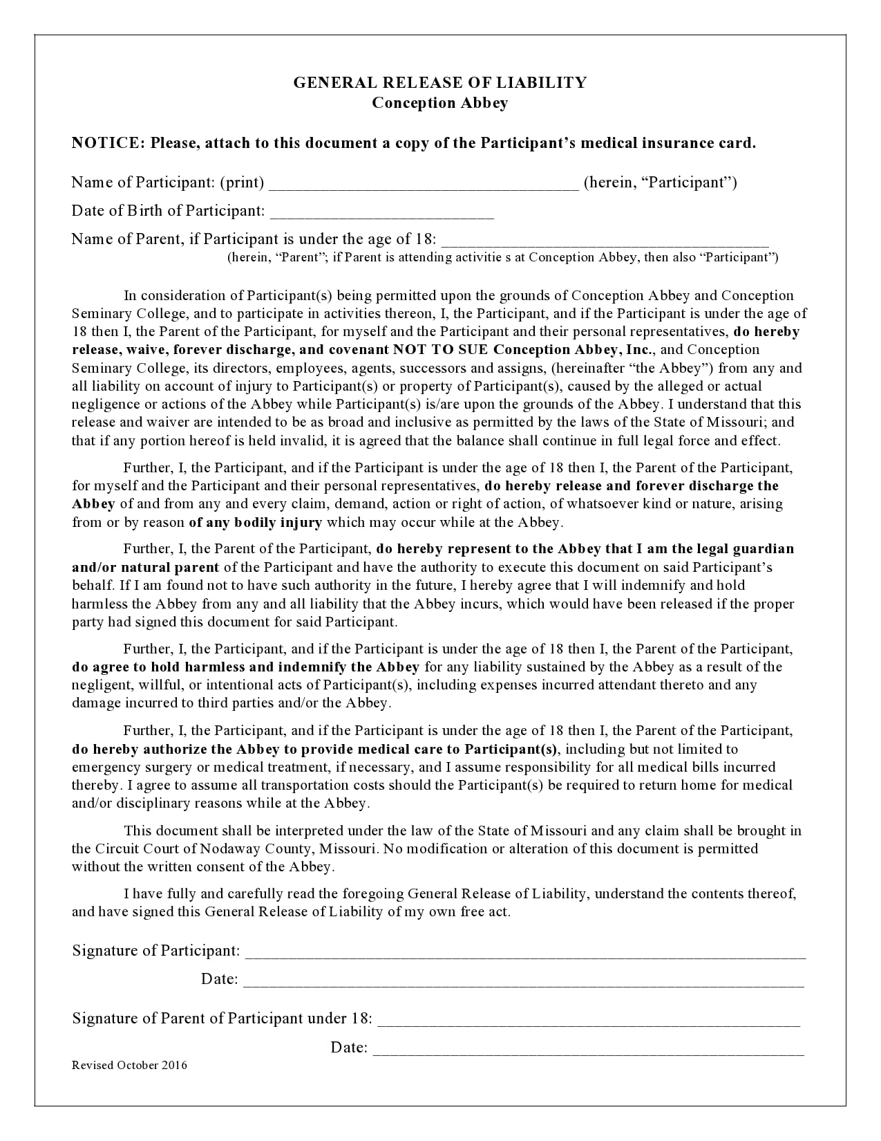 30 Editable General Release Of Liability Forms FREE TemplateArchive