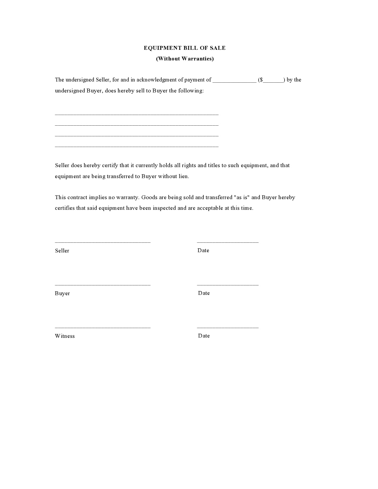 30 Free Equipment Bill Of Sale Templates Word PDF TemplateArchive 30 Free Equipment Bill Of Sale Templates Word PDF TemplateArchive