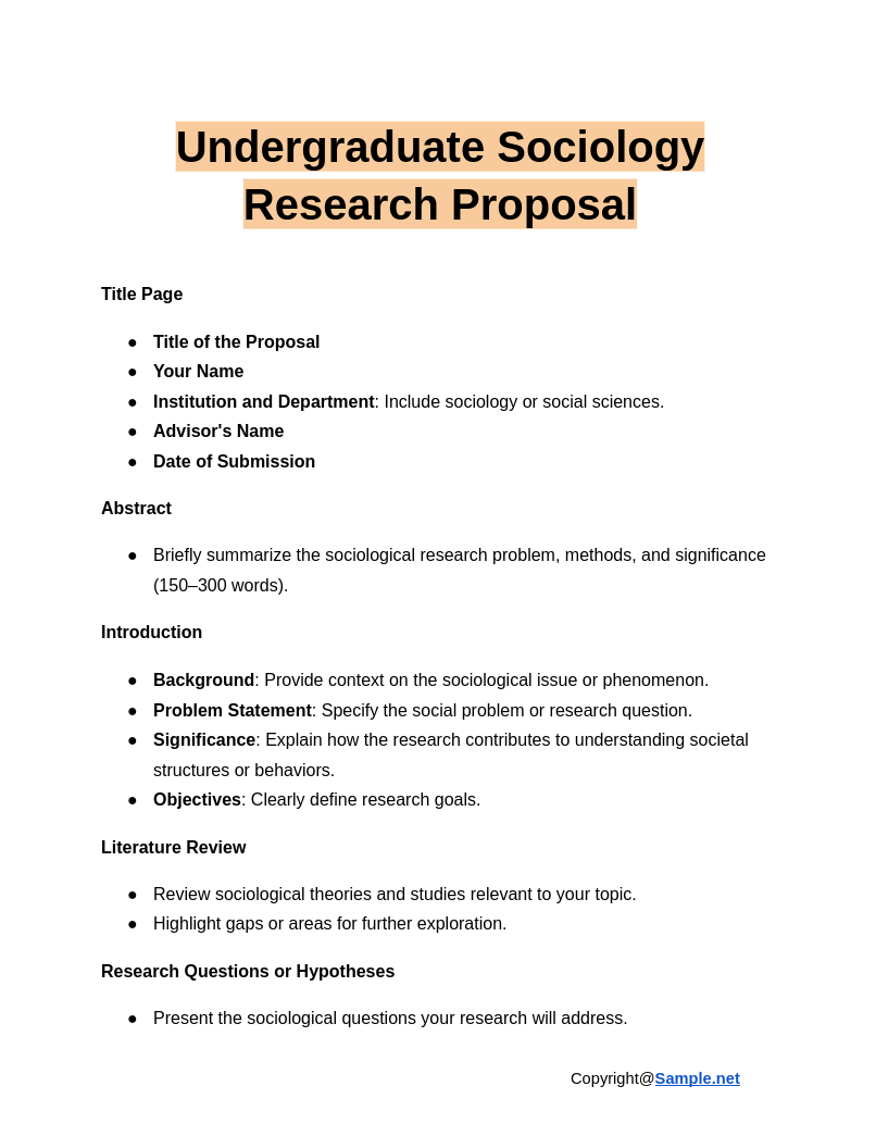 30 FREE Undergraduate Research Proposal Samples To Download