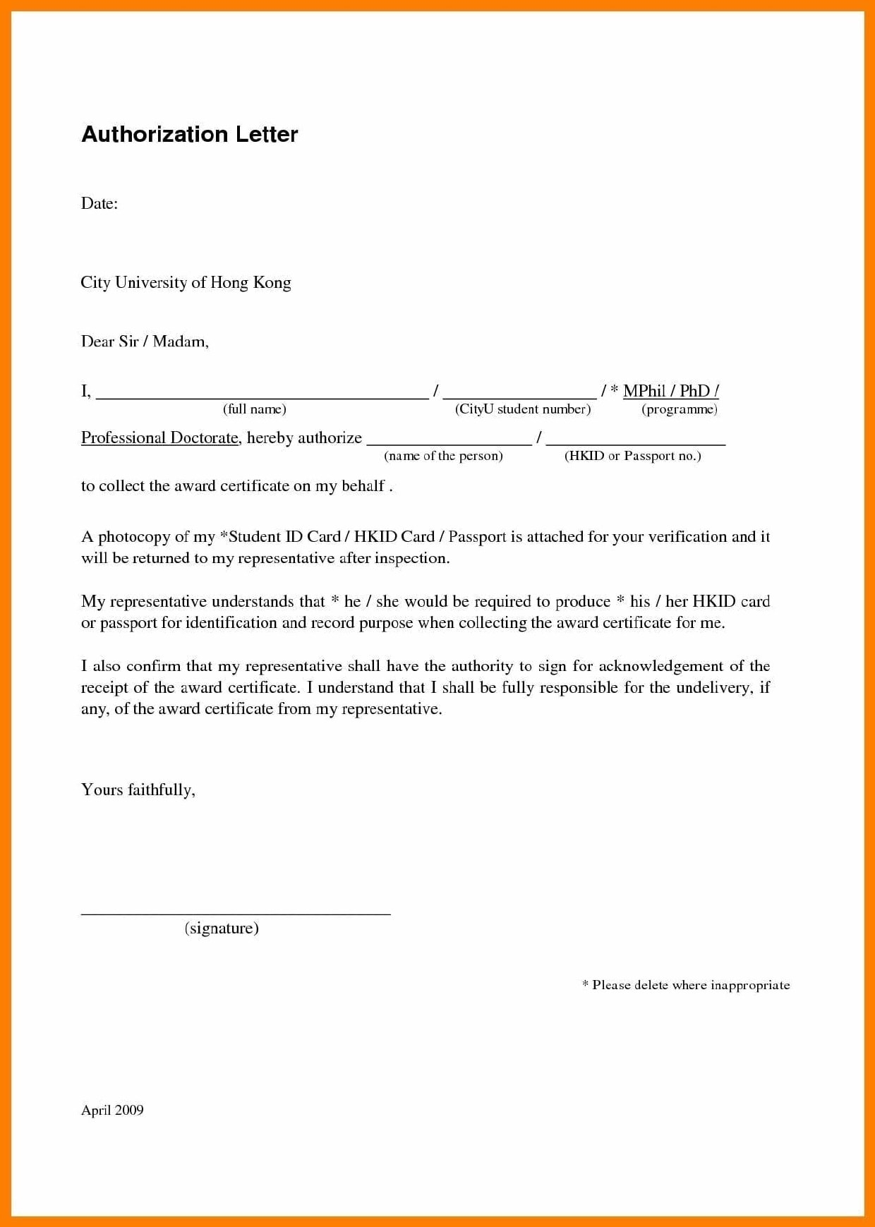 authorization letters