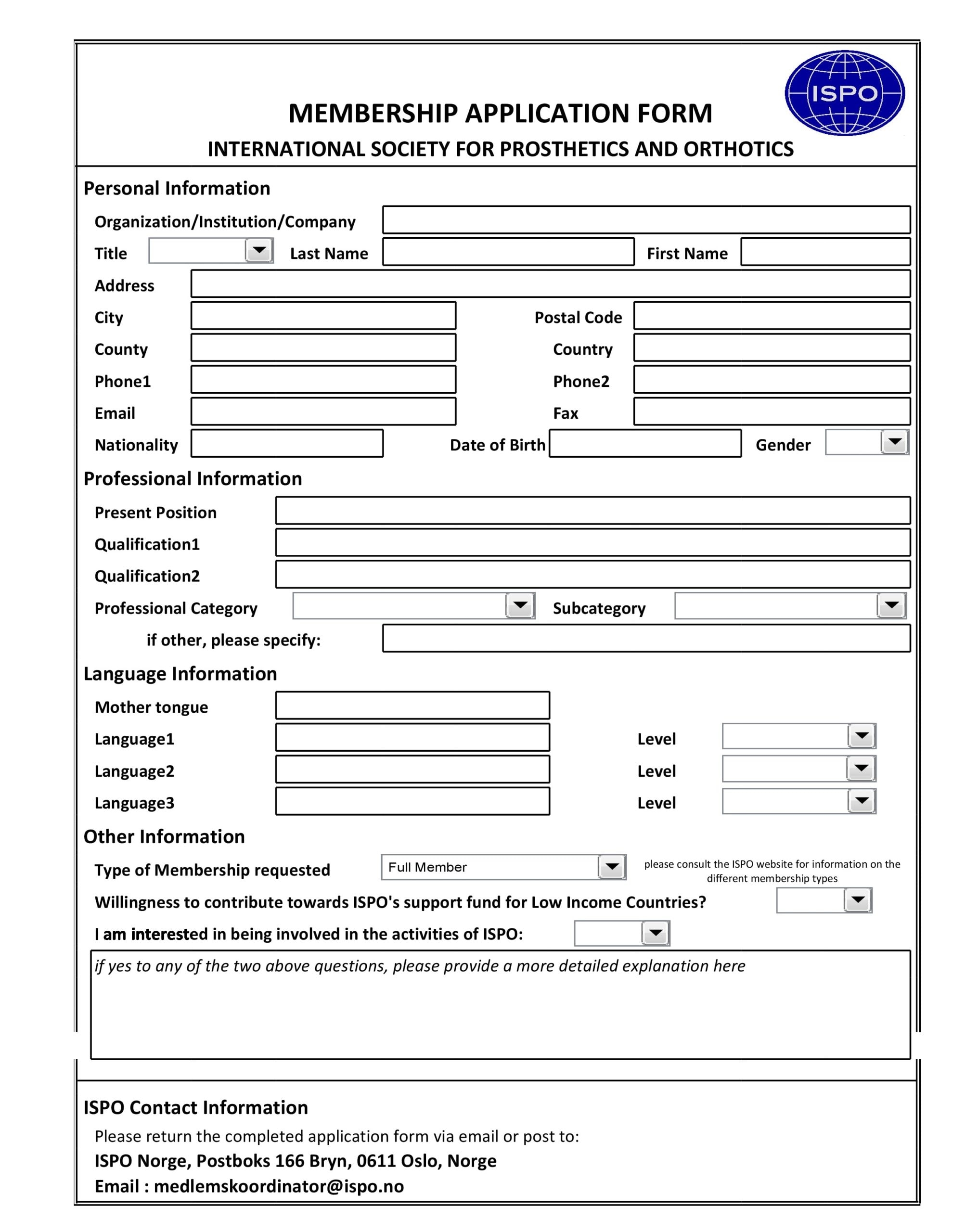 30 Membership Application Form Templates Word Excel PDF TemplateArchive