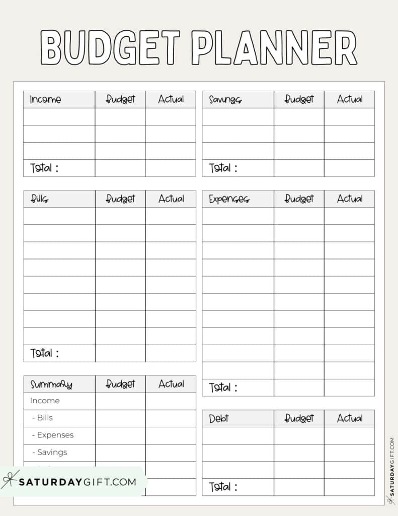 printable budget planner form