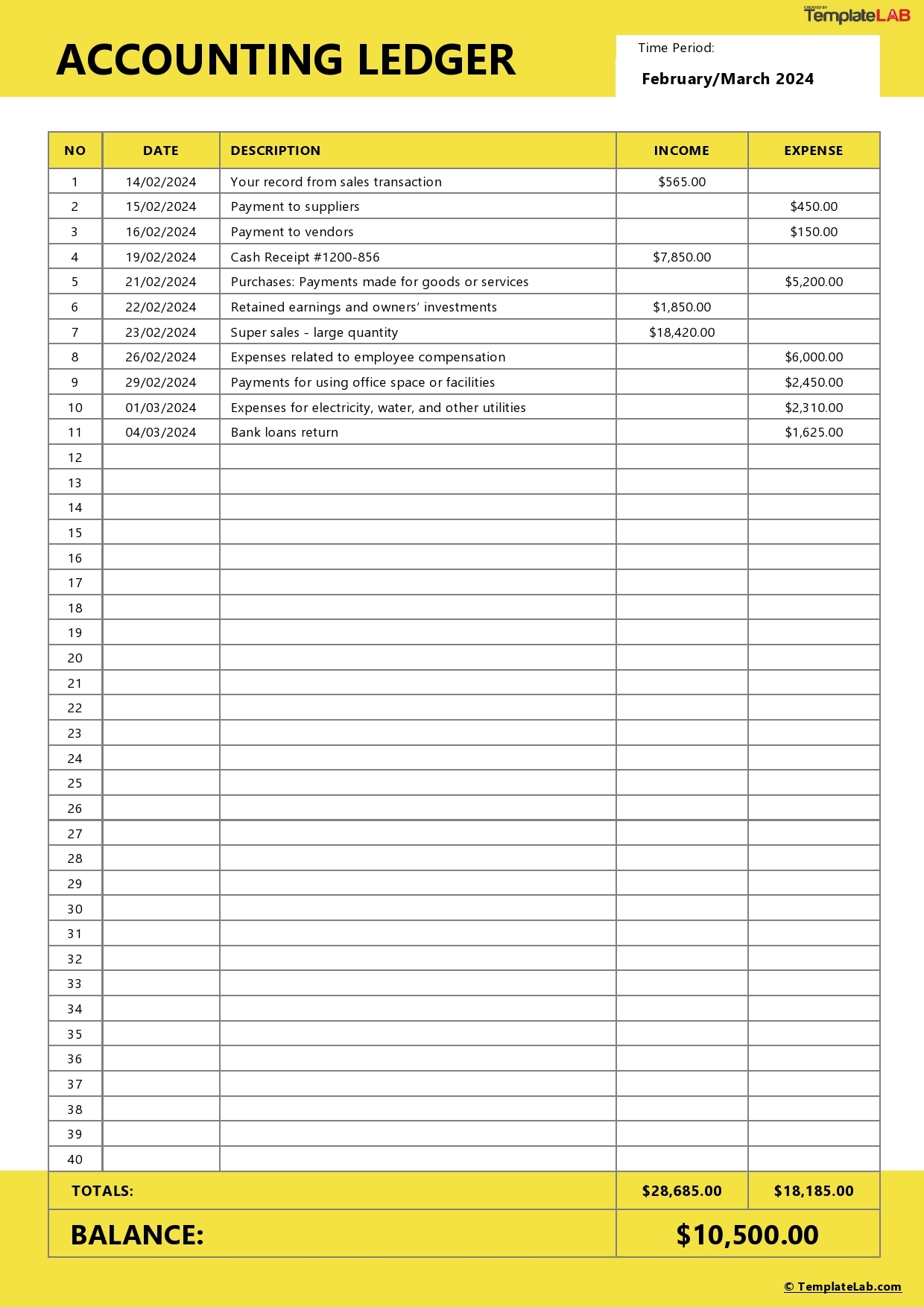 37 Perfect General Ledger Templates Excel Word TemplateLab 37 Perfect General Ledger Templates Excel Word TemplateLab