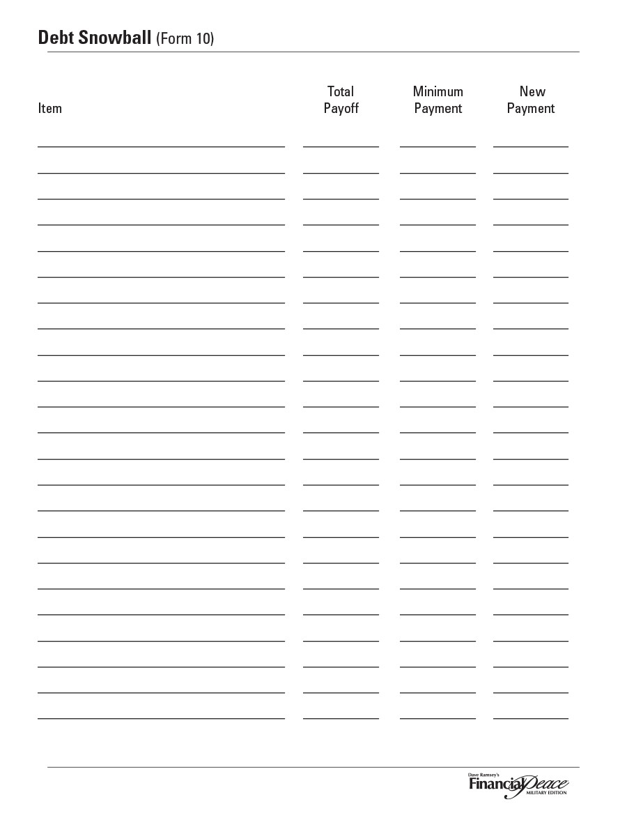 printable debt payoff form