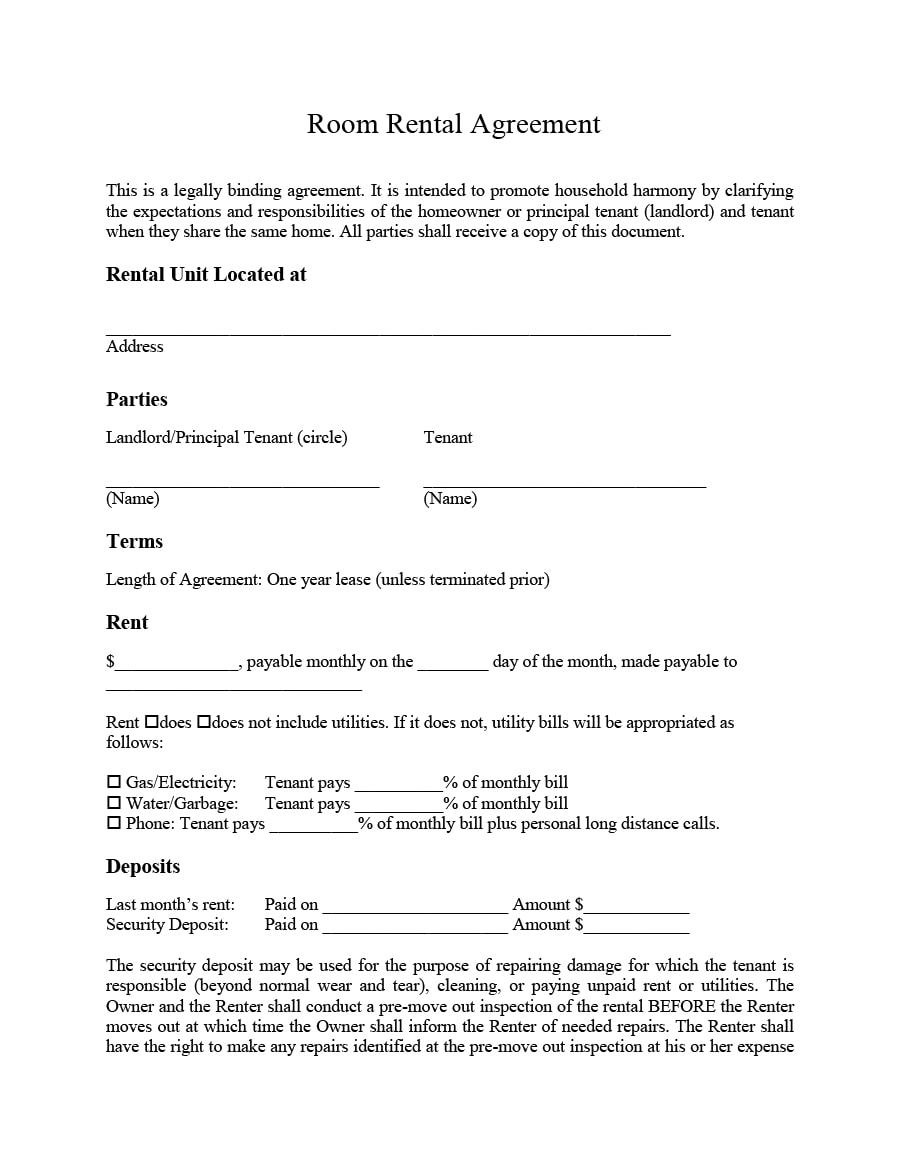 39 Simple Room Rental Agreement Templates TemplateArchive 39 Simple Room Rental Agreement Templates TemplateArchive