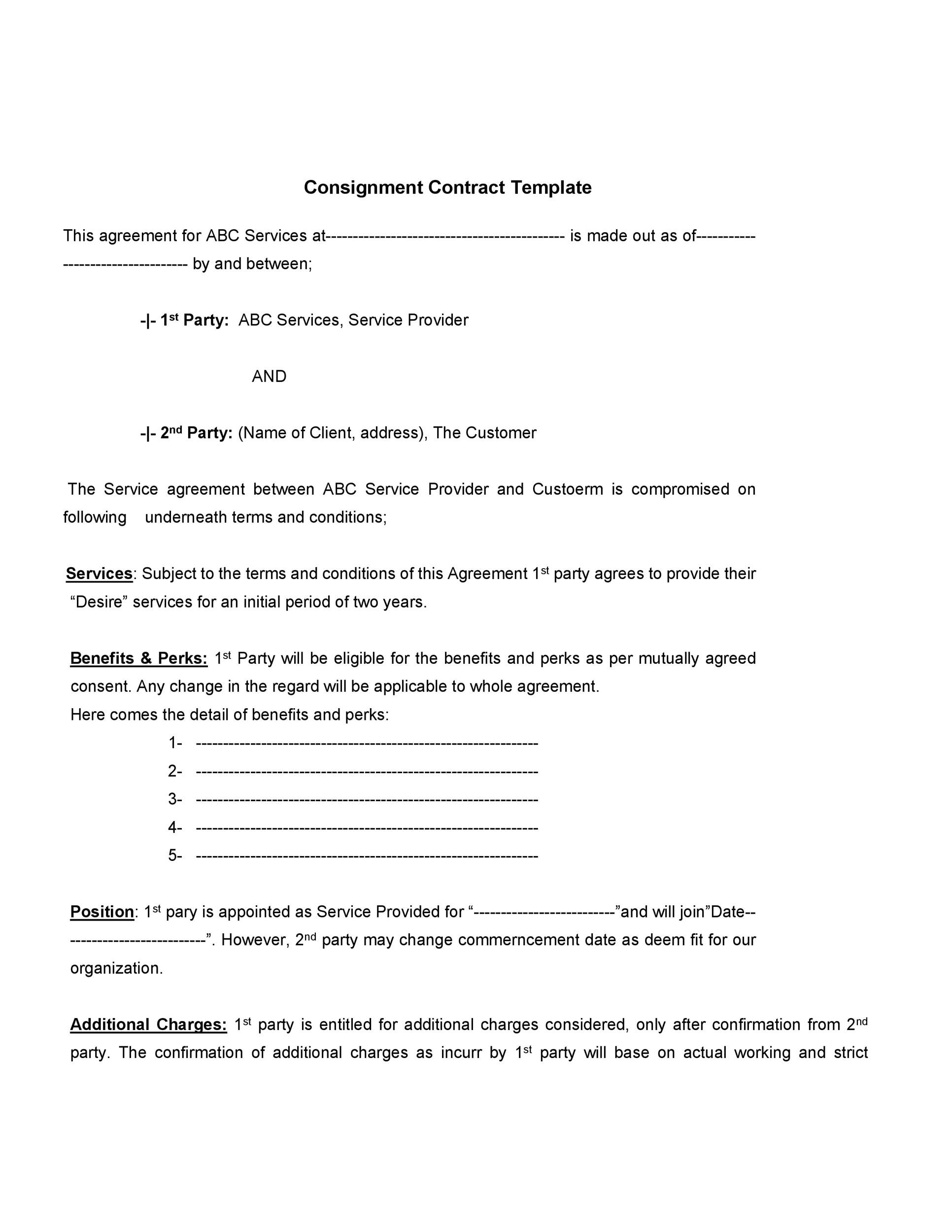 40 Best Consignment Agreement Templates Forms TemplateLab