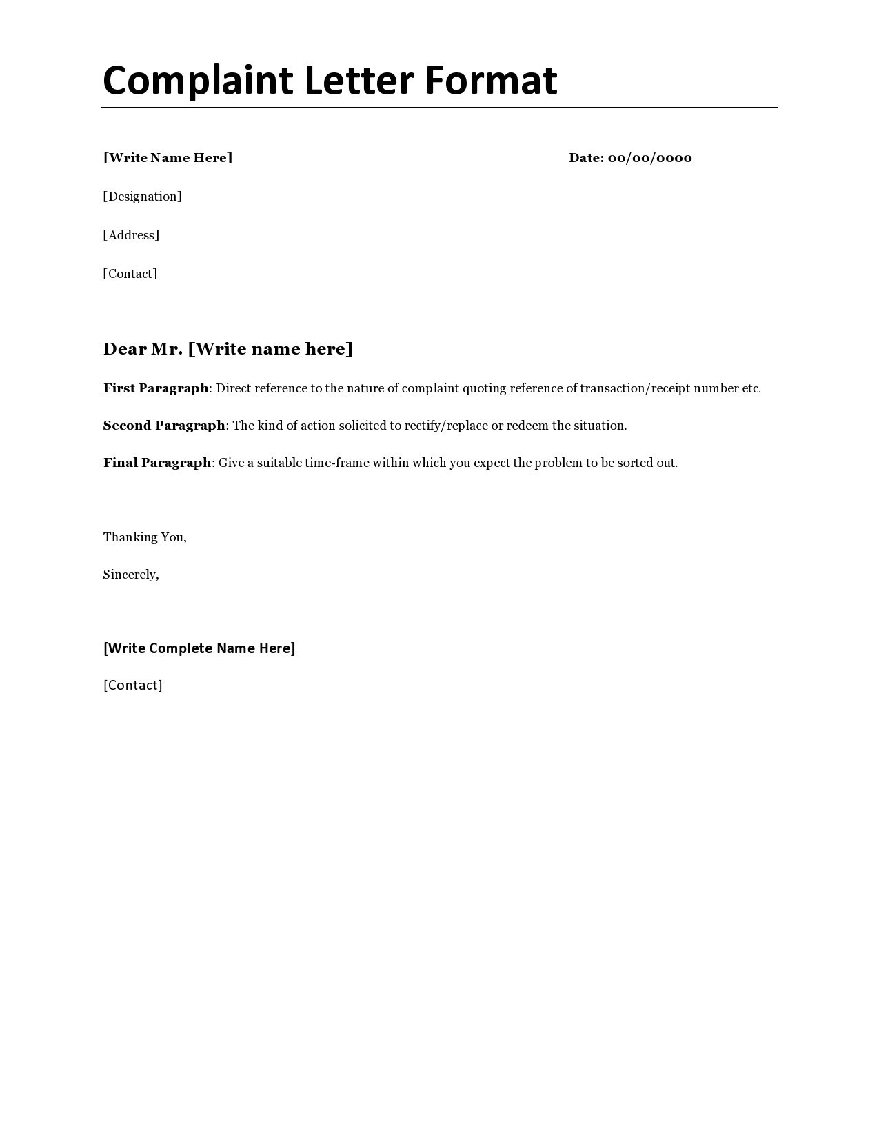 40 Formal Complaint Letter Templates Word TemplateLab