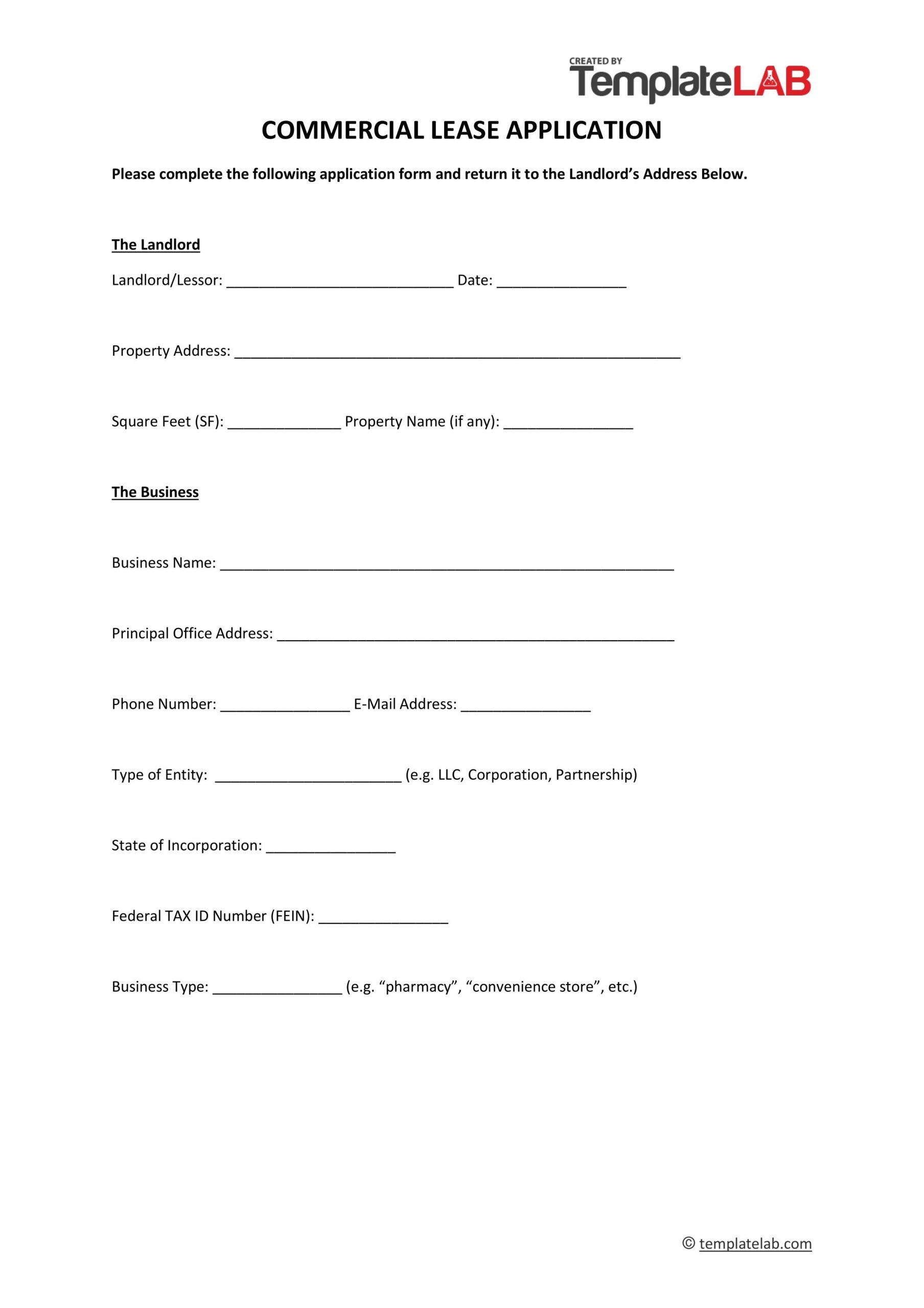 40 Free Commercial Lease Application Templates By State 