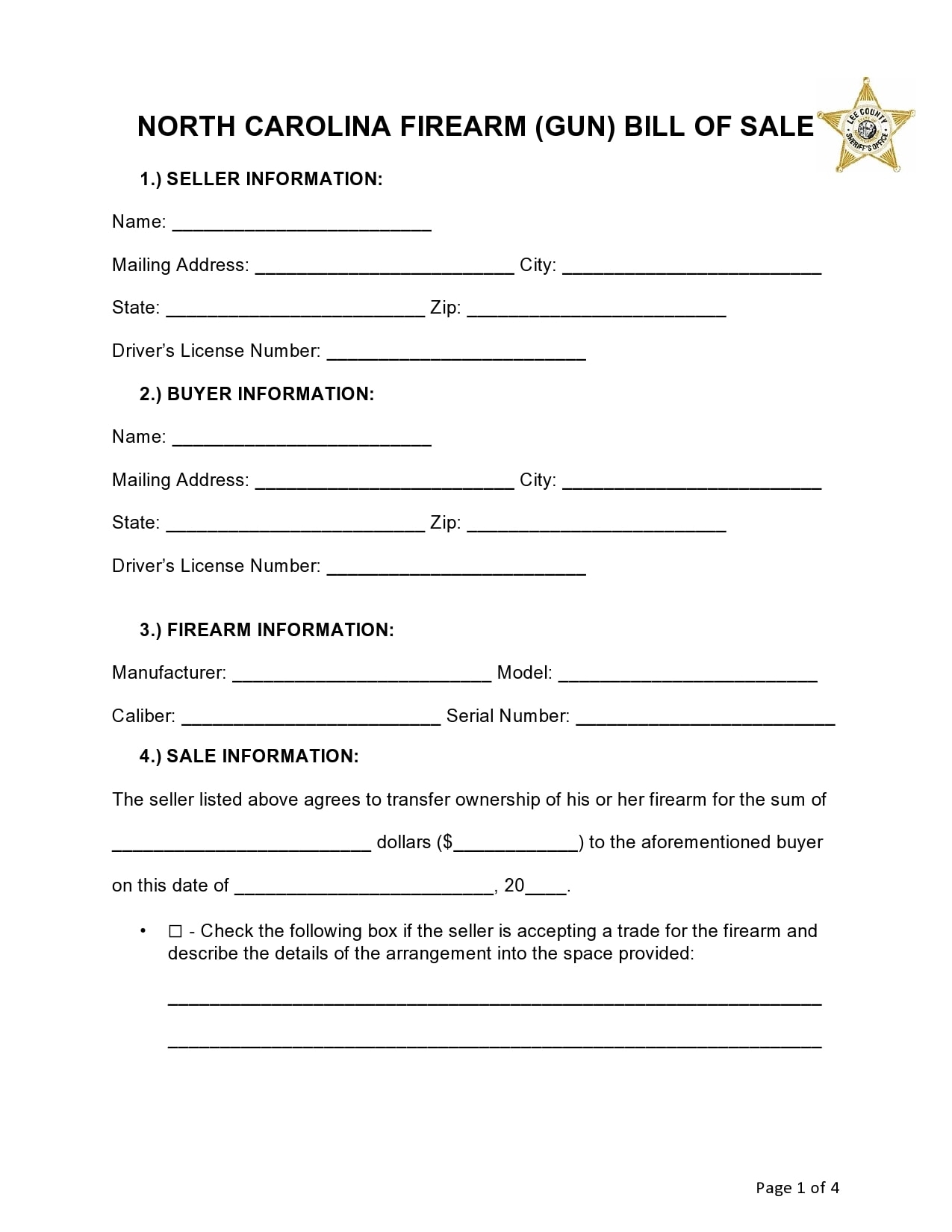 40 Free Gun Firearm Bill Of Sale Forms TemplateArchive